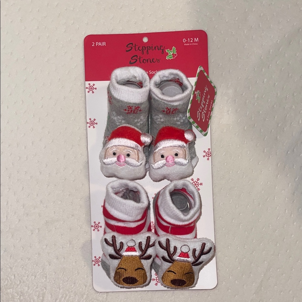 Stepping Stones Gray and Red Baby Socks Set
